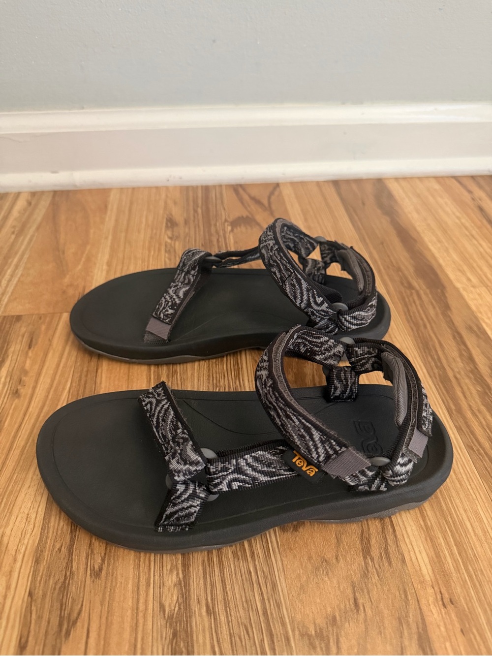 Teva Black and Grey Patterned Strap Sandals
